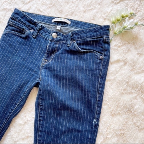 Agave Nectar Boot Cut Slim Fit Pinstriped Jeans 27 - Picture 3 of 6